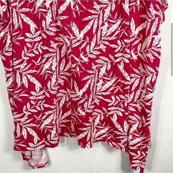 Woman Within Plus Size 3X Women’s Top 30W 32W Red Tropical Floral Print Cotton - Picture 5 of 11